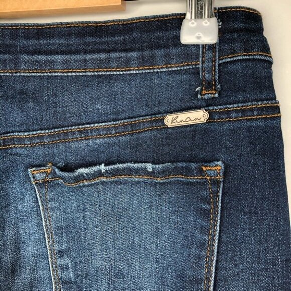 Kancan  Dark Wash Raw Hem Denim Mini Skirt Size 27 - Picture 7 of 8